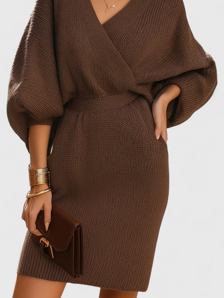 THEA – WRAP KNIT MINI DRESS