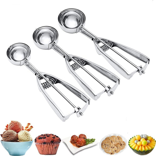 Azura | 3-Piece Set: Stainless Steel Cookie Scooper with Trigger
