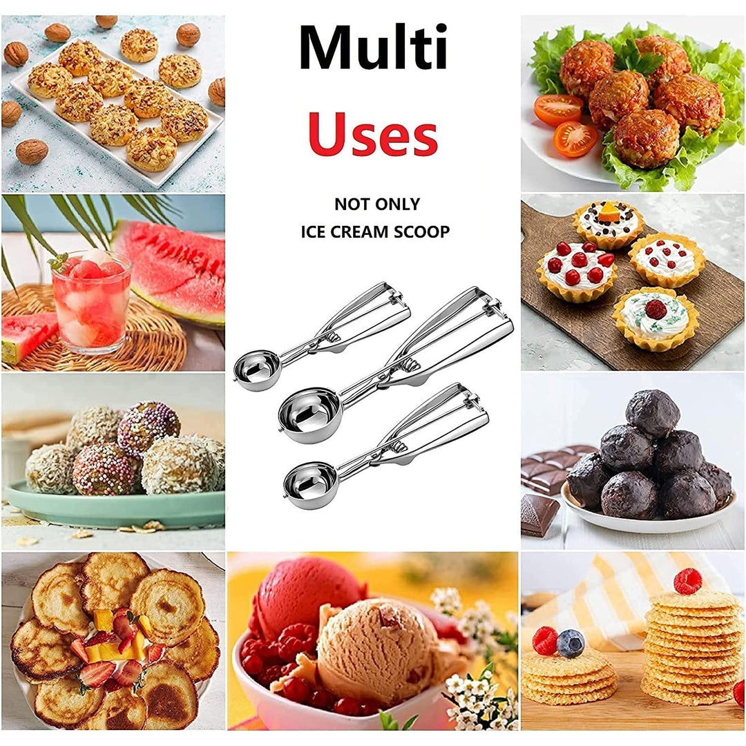 Azura | 3-Piece Set: Stainless Steel Cookie Scooper with Trigger