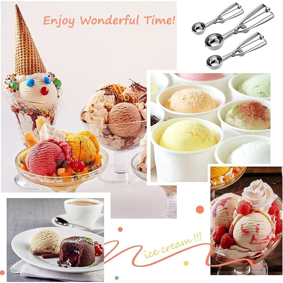 Azura | 3-Piece Set: Stainless Steel Cookie Scooper with Trigger