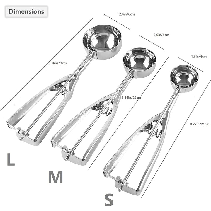 Azura | 3-Piece Set: Stainless Steel Cookie Scooper with Trigger