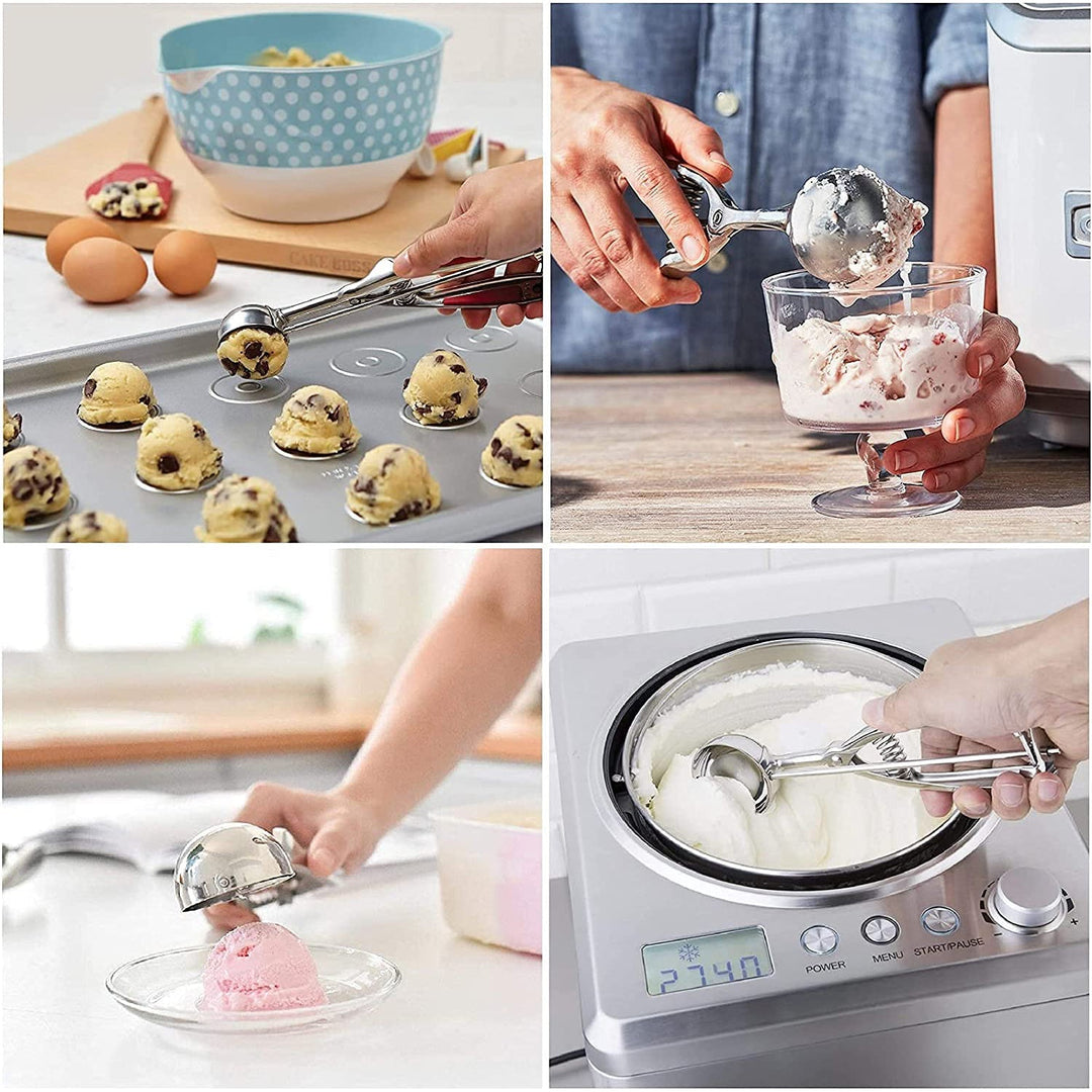 Azura | 3-Piece Set: Stainless Steel Cookie Scooper with Trigger