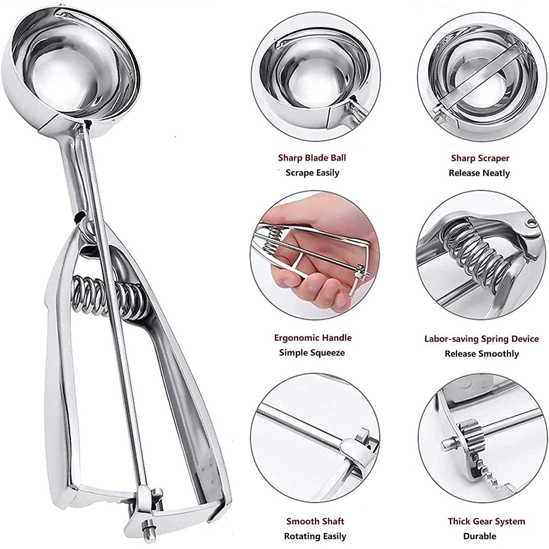 Azura | 3-Piece Set: Stainless Steel Cookie Scooper with Trigger