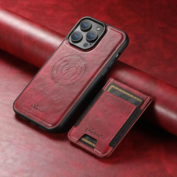 LuxCase Leather Phone Case with Card Slot and Stand – Compatible with iPhone | Azura