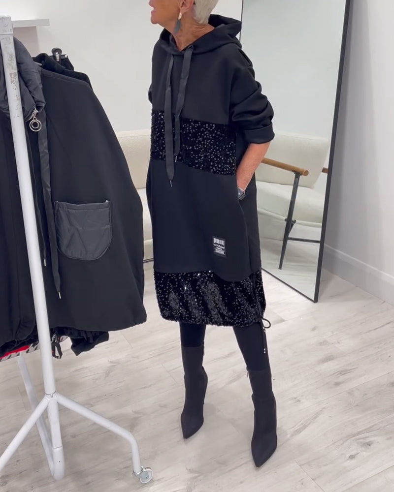 Mansherry - Trendy Patchwork Hooded Dress