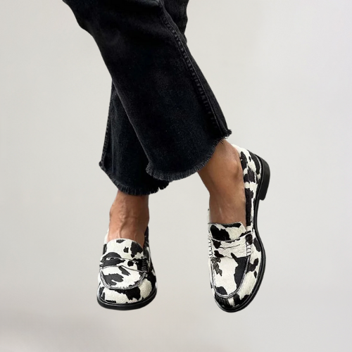 Jordana™ | Cow-patern Loafers