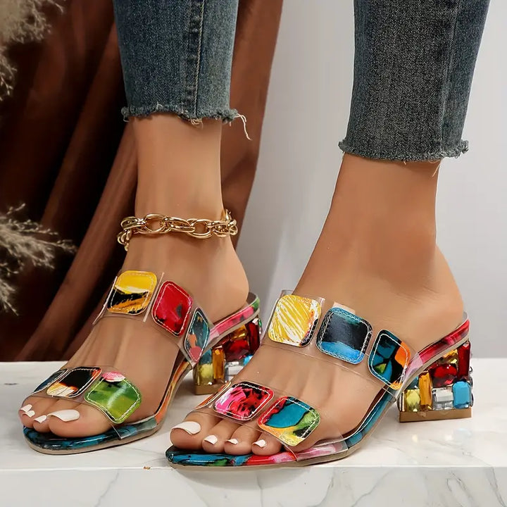 MAE – COLORFUL GEM BLOCK HEEL SANDALS