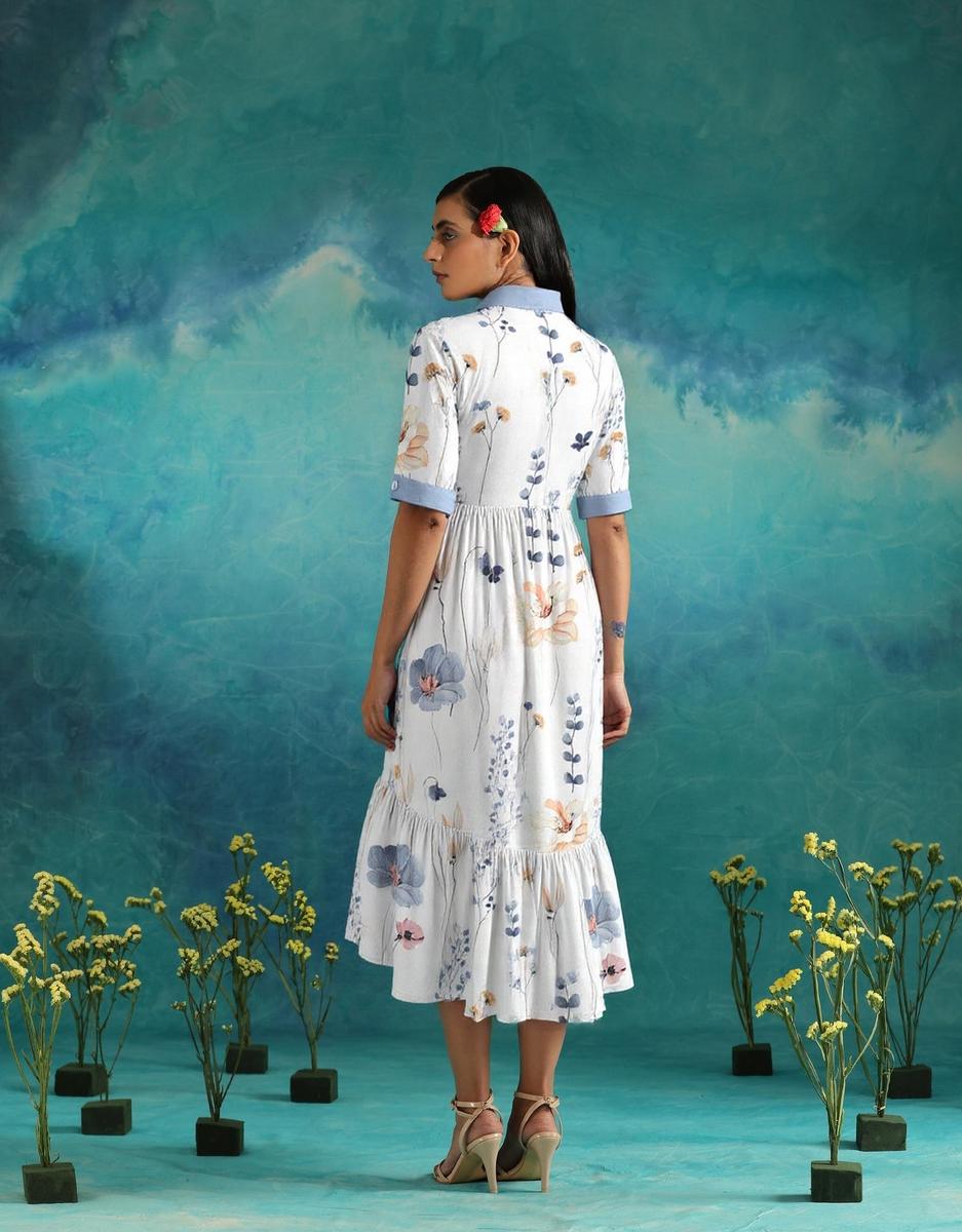 Elvienne | Fresh Maxi Dress with Print & Collar