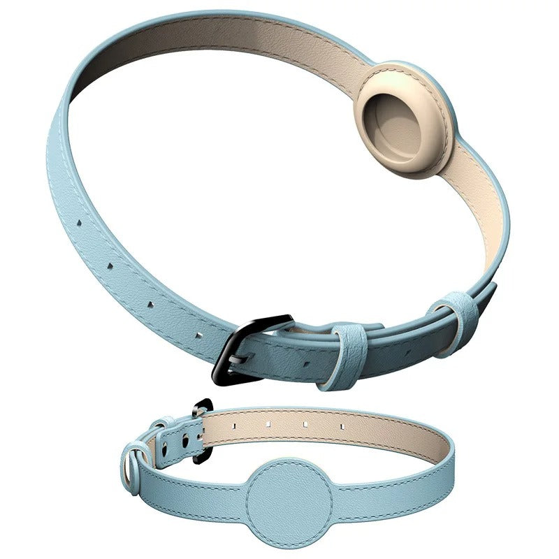 Edouard Collar – Luxe Dog Collar with Airtag Azura