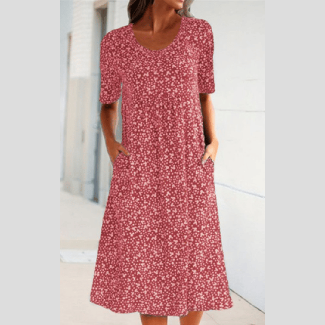WINNY - CHIC MIDI DRESS WITH FLORAL STYLE