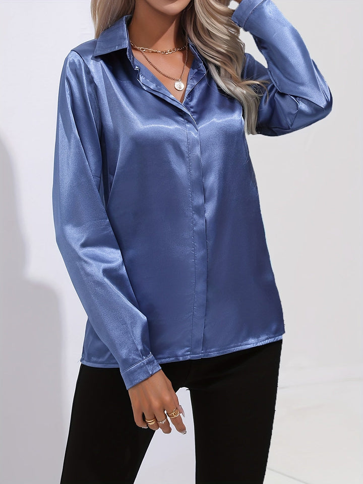Sarah | Women’s Button Down Long Sleeve Satin Blouses