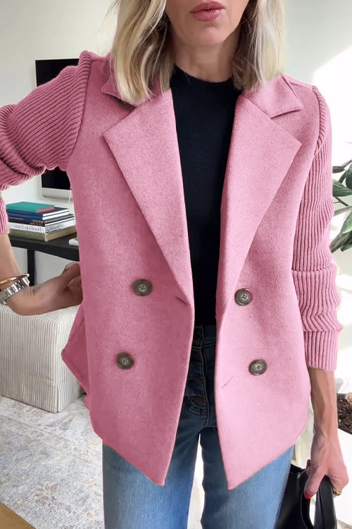 Freya - Elegant Knit-Sleeve Blazer
