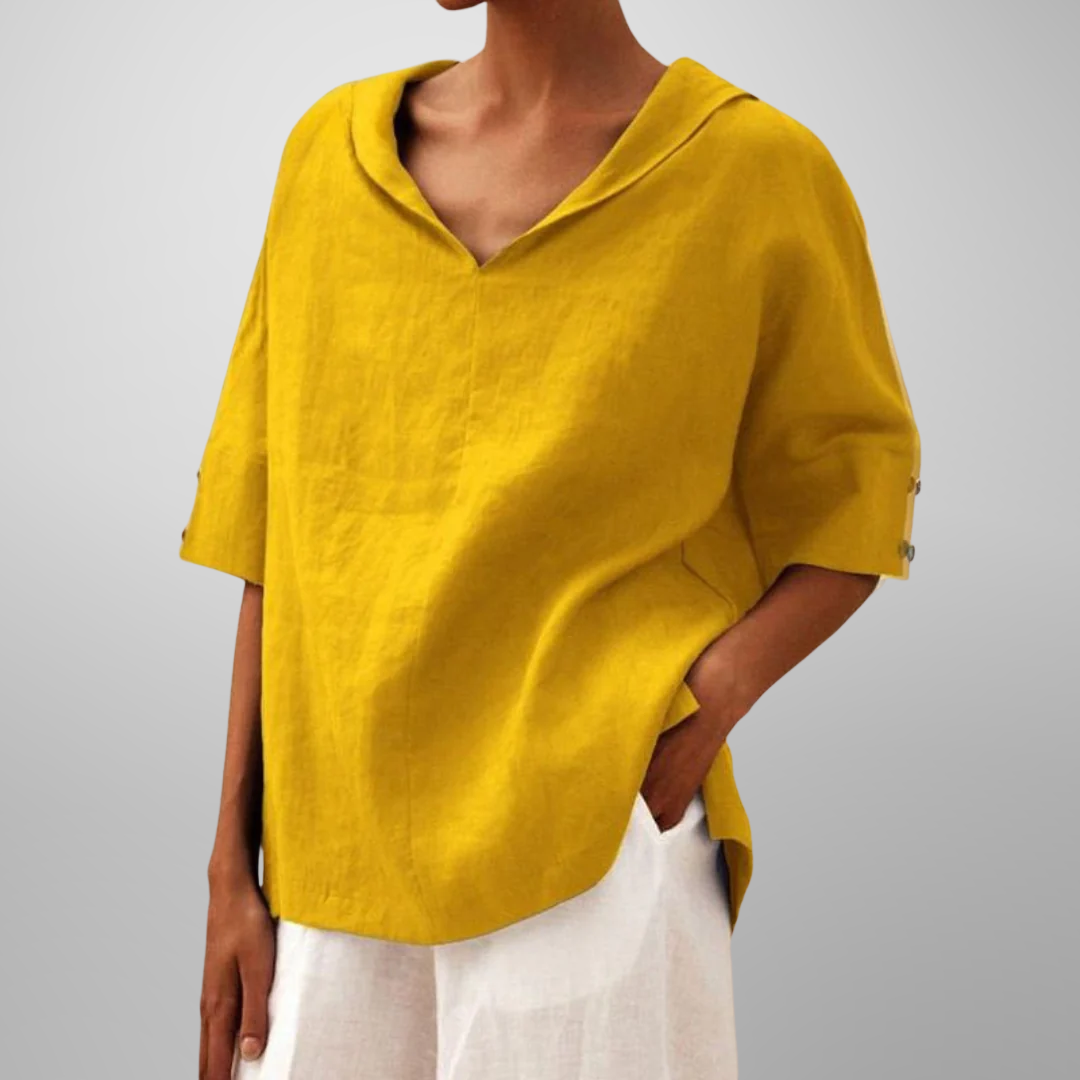 Molly – Relaxed Collar V-Neck Top
