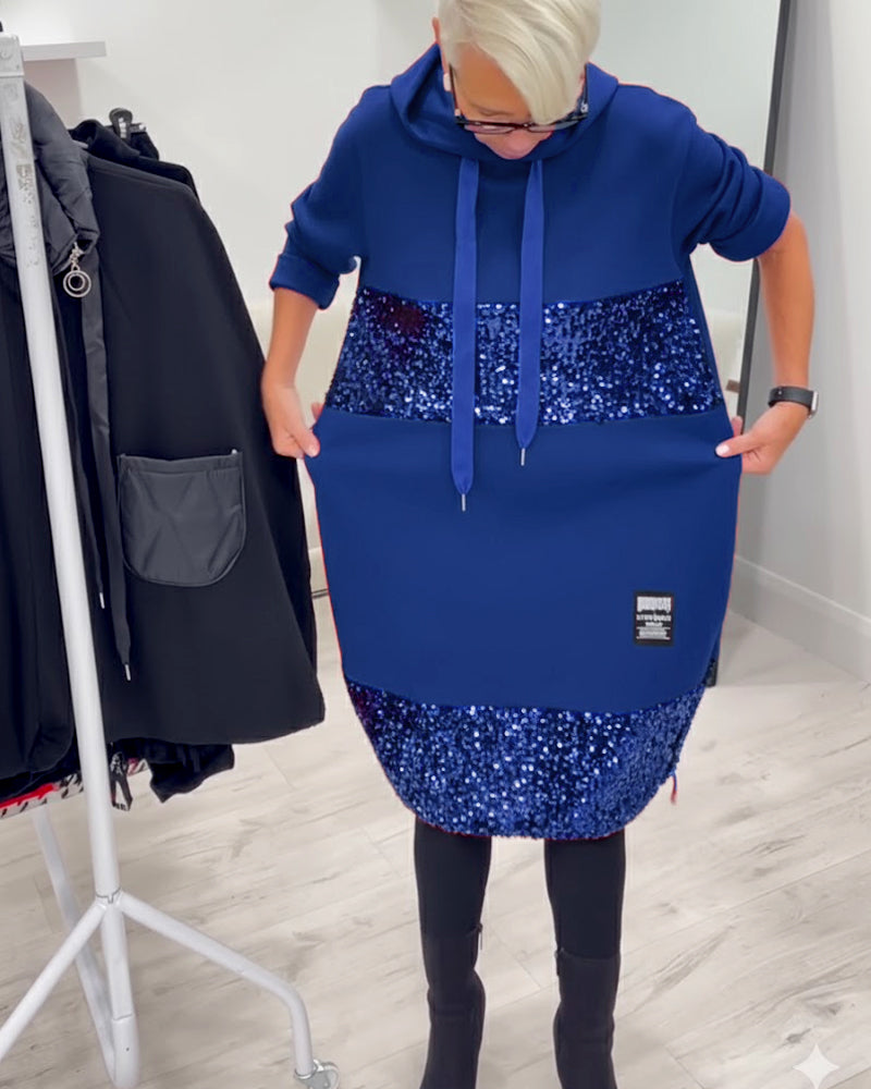 Mansherry - Trendy Patchwork Hooded Dress