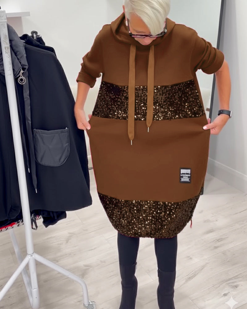 Mansherry - Trendy Patchwork Hooded Dress