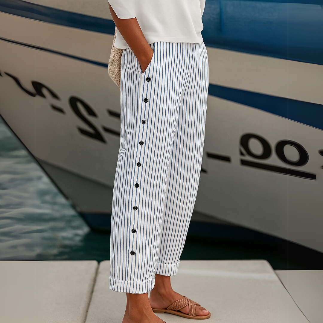 Caitlin | Stylish Striped Button Pants
