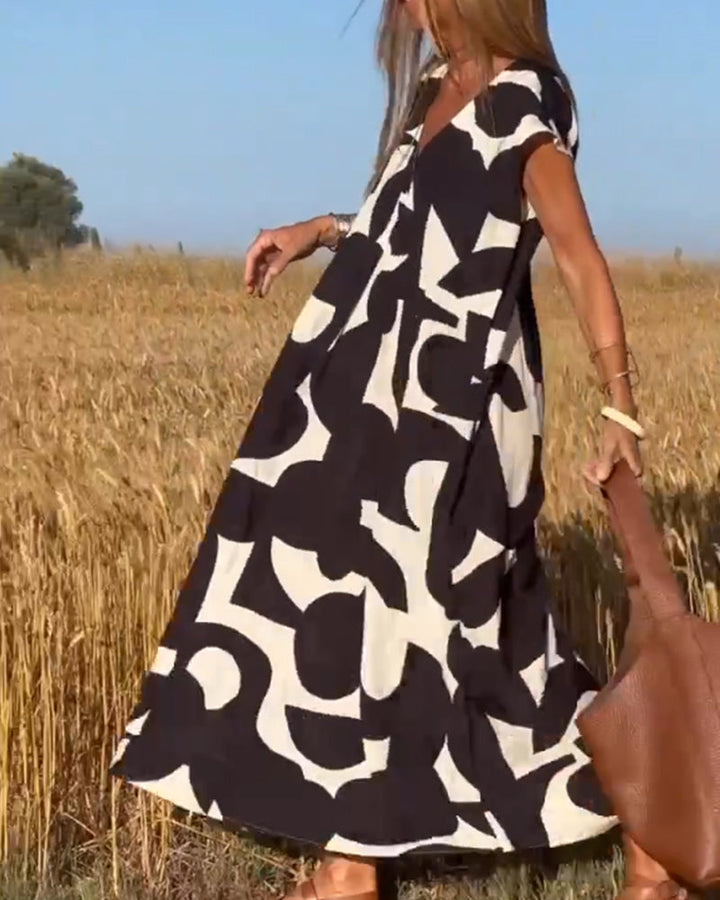 Lauren | Abstract Sleeveless Swing Dress