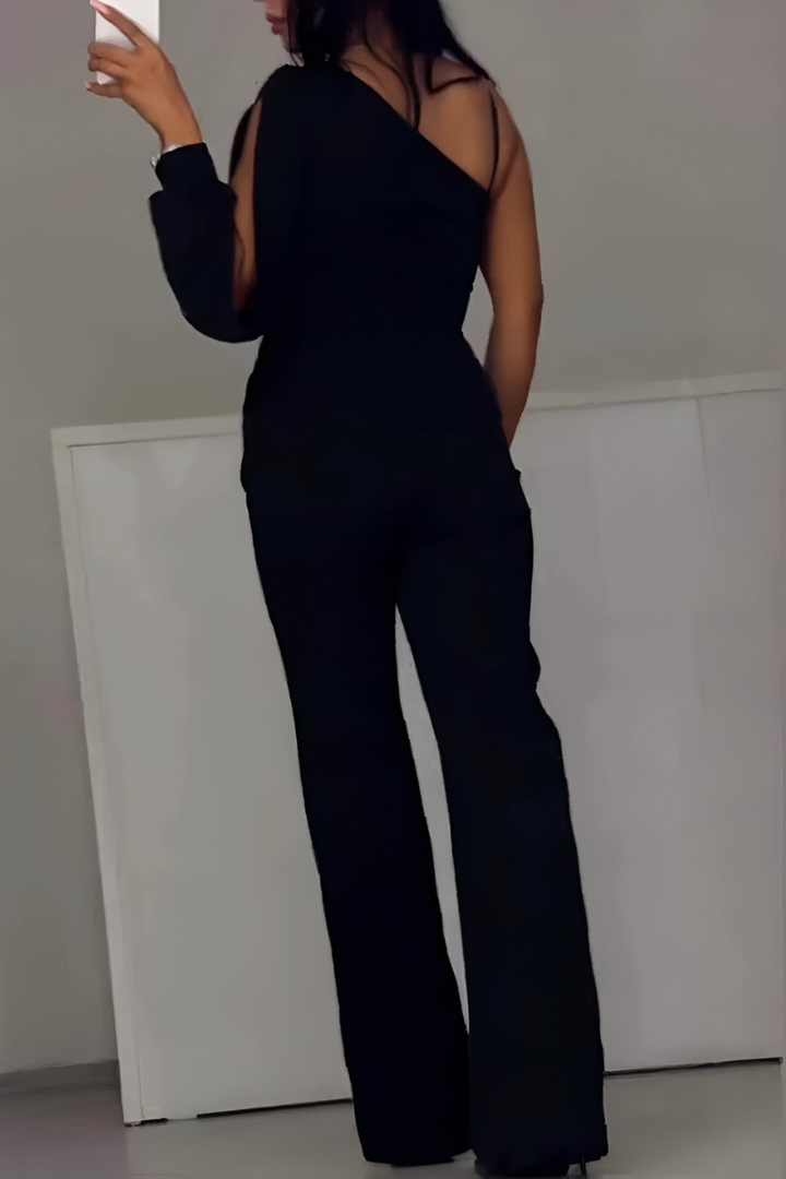 Artemis | Elegant one-shoulder jumpsuit with glitter detail