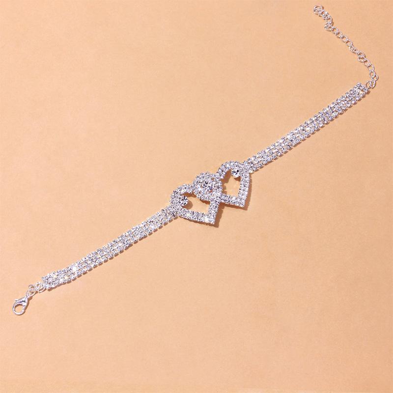 Azura | Fashion Rhinestone Double Heart Anklet