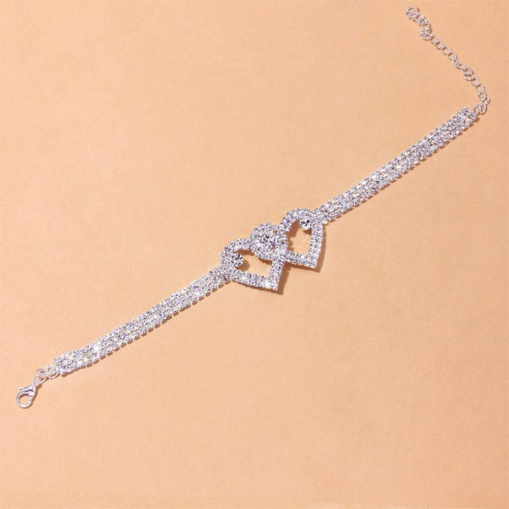 Azura | Fashion Rhinestone Double Heart Anklet