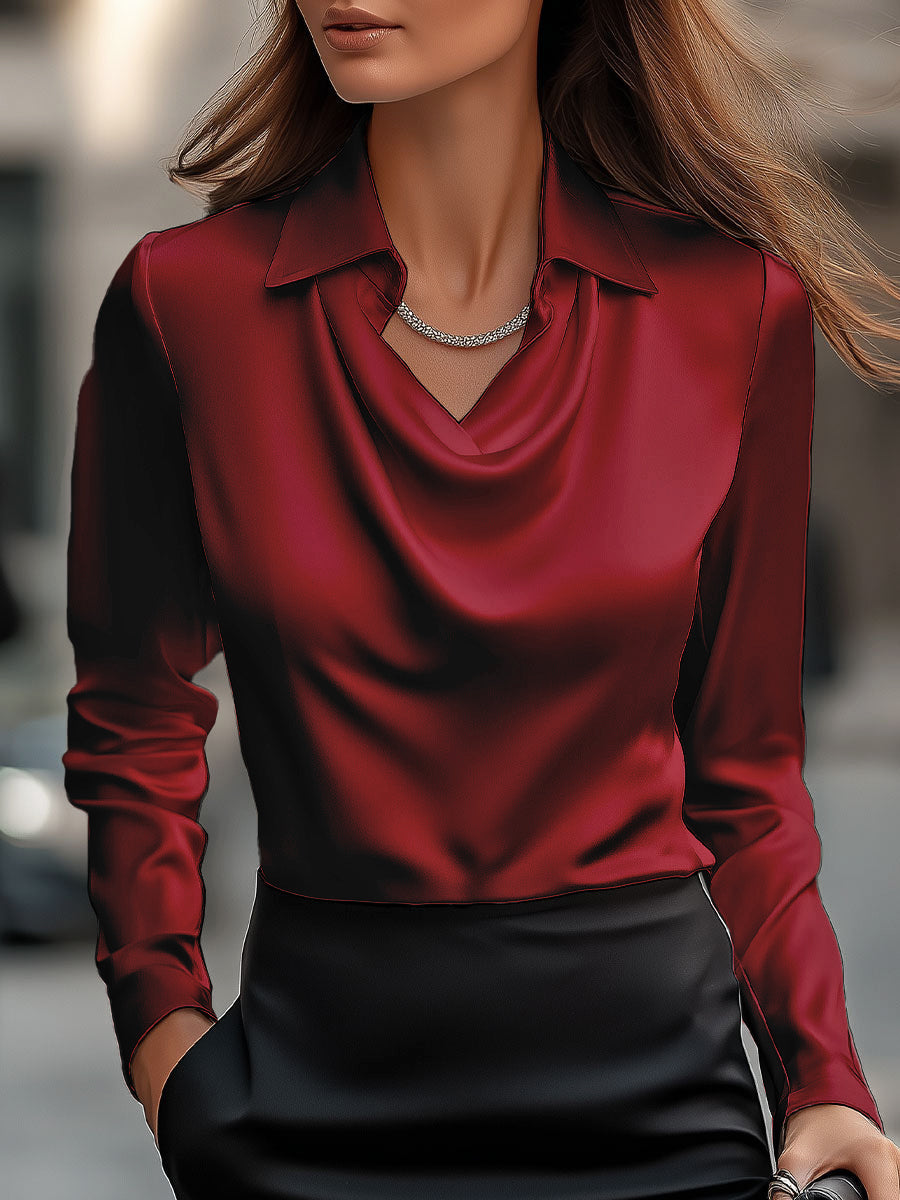 Nyx - Elegant Draped Neckline Women’s Top