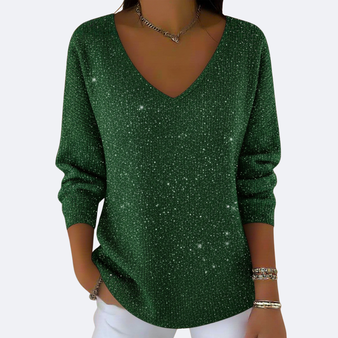 GIULIA - Elegant V-Neck Sweater with Glitter