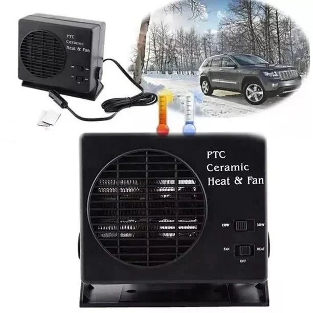 Azura | 12V Ceramic Car Heater Fan | 150W-300W | Portable Defroster w/ Automatic Thermostat