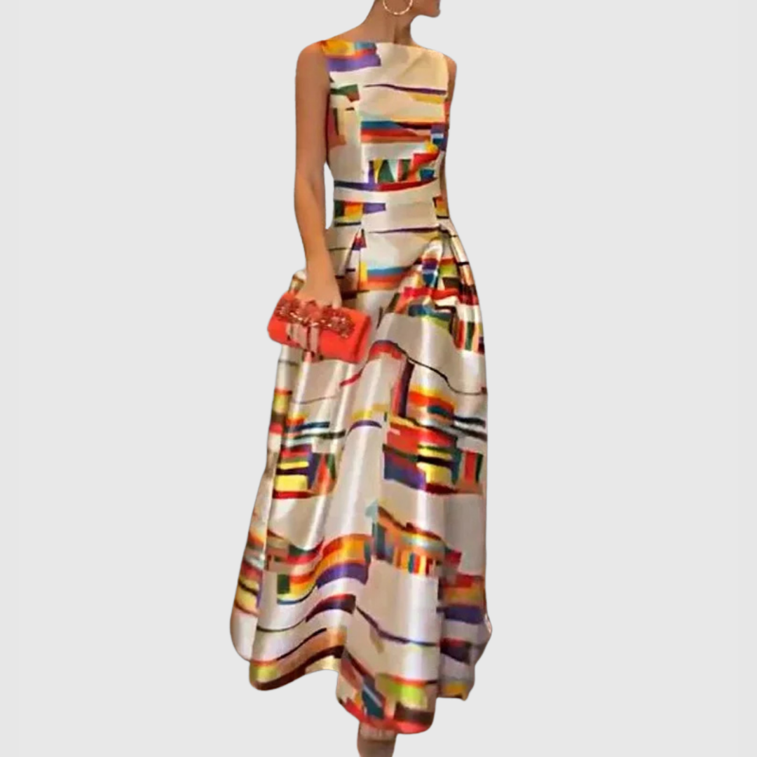 Ashlynn - Chic O-Neck Pleated Sleeveless Evening Dress