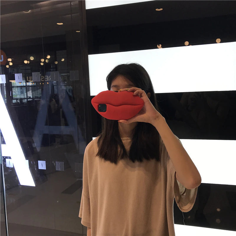 Azura | 3D Big Red Lip Mouth Kiss Soft Silicone Shoulder Iphone Cases