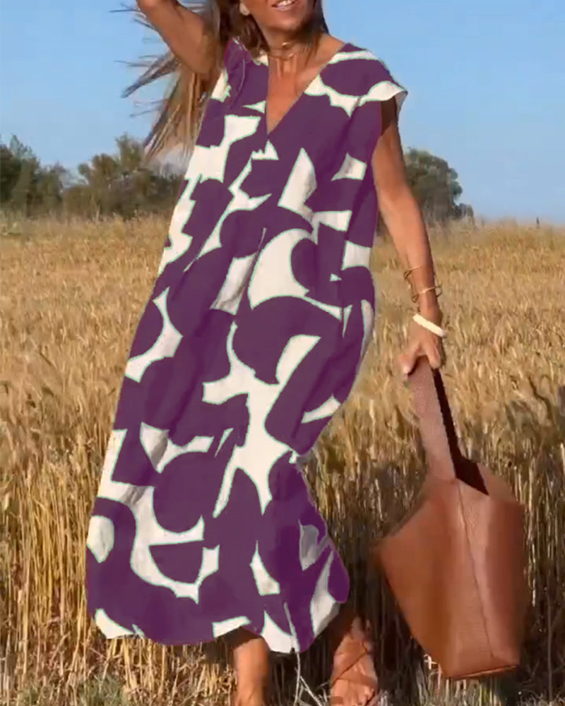Sarinya - Printed Dress With V-Neck