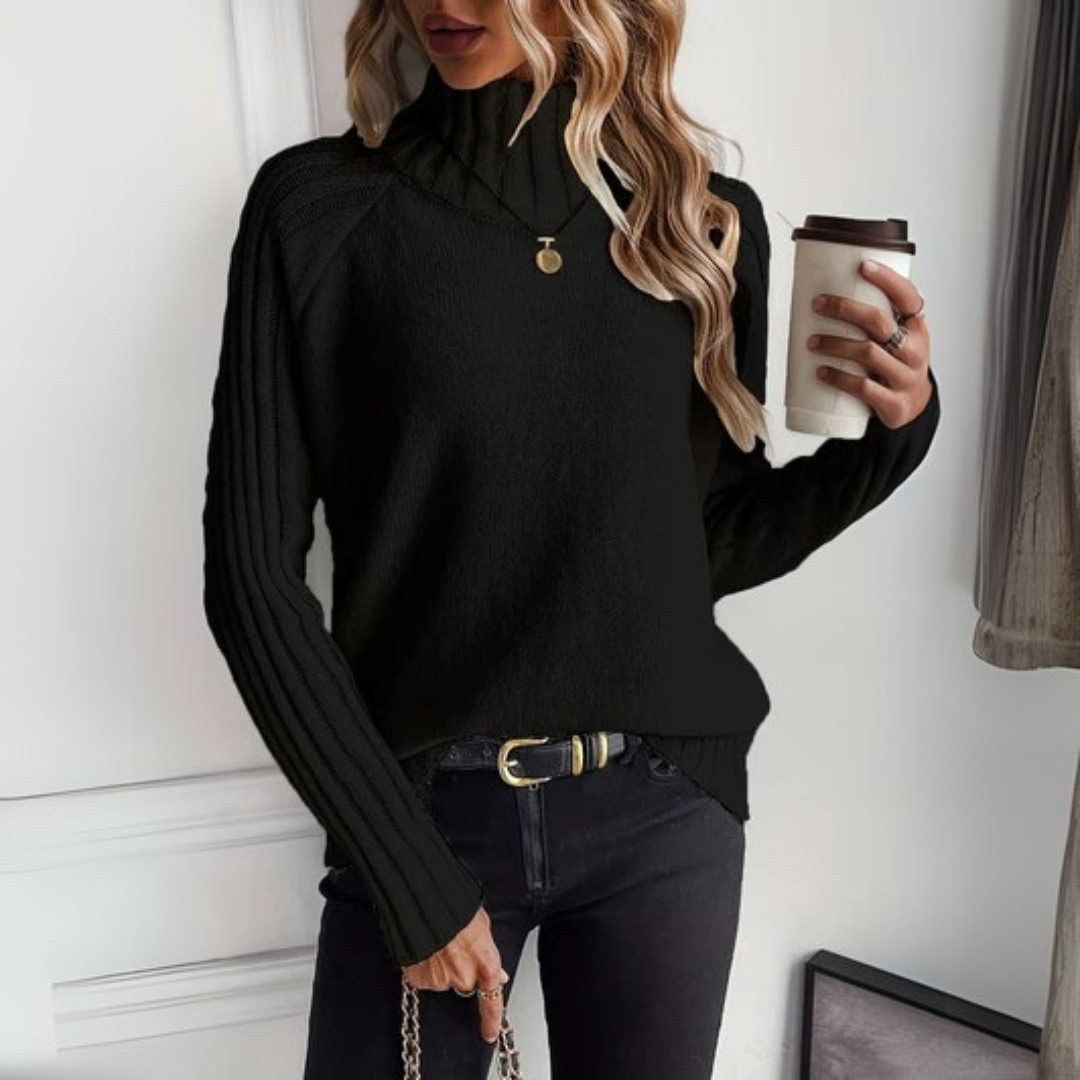 LILLIAN – RIBBED TURTLENECK KNIT SWEATER