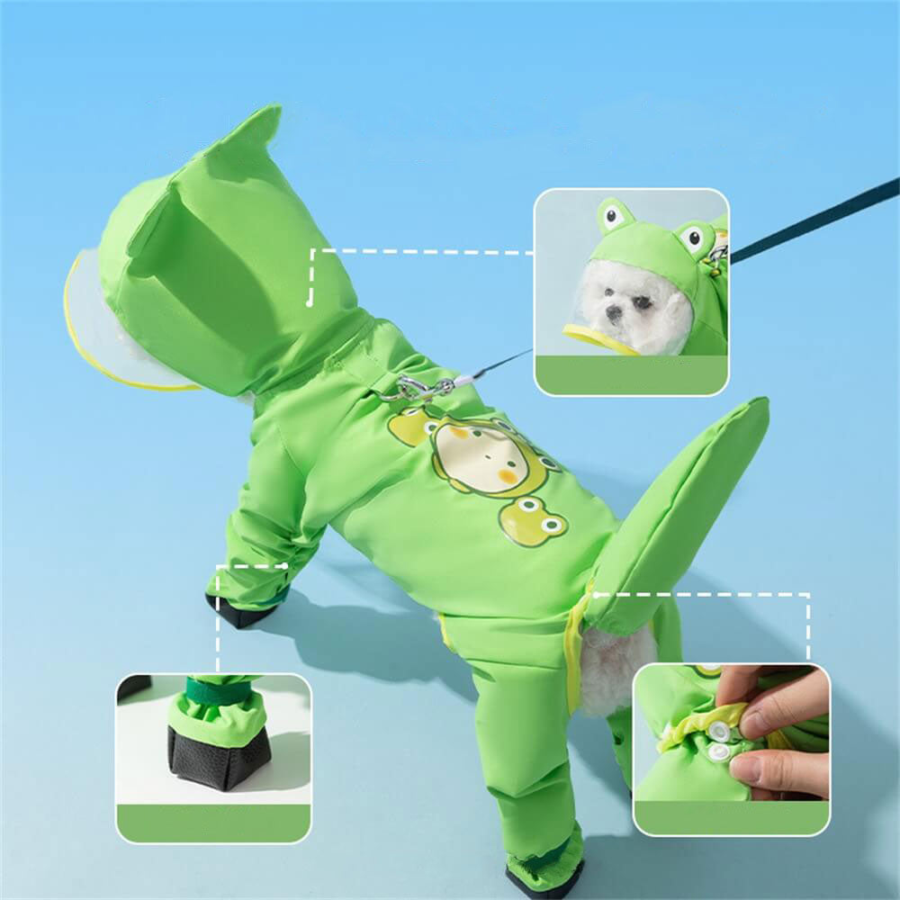 Azura | Dog Animal Shaped Overall Raincoat Waterproof Cover Including Tail