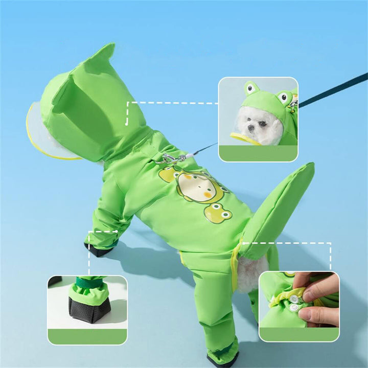 Azura | Dog Animal Shaped Overall Raincoat Waterproof Cover Including Tail
