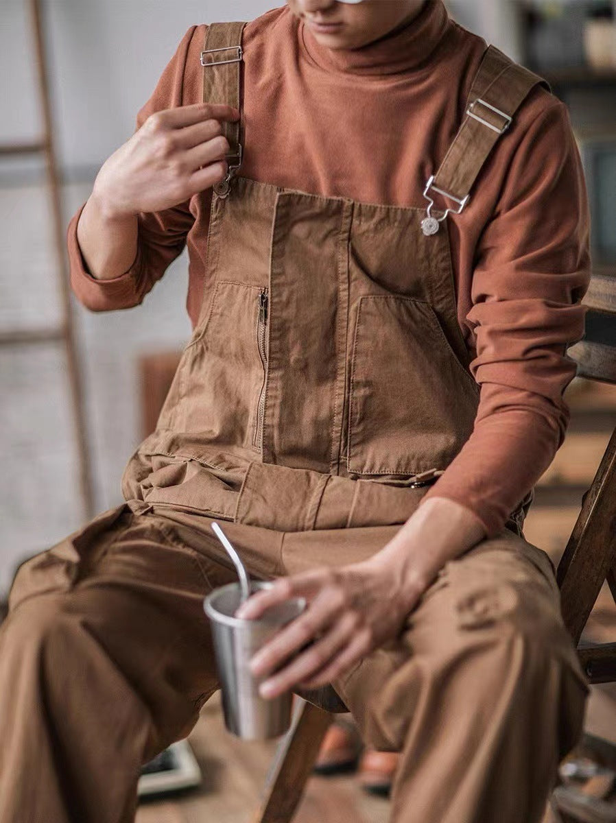 Loose-Fitting Dungarees with Large Pockets and Zip
