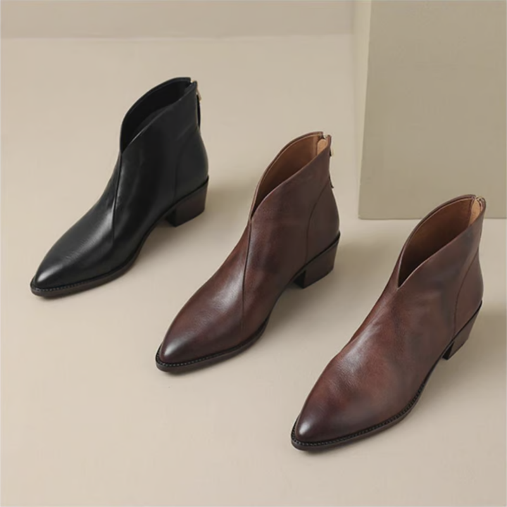 Camille | Luxury Ankle Boots with Low Heel