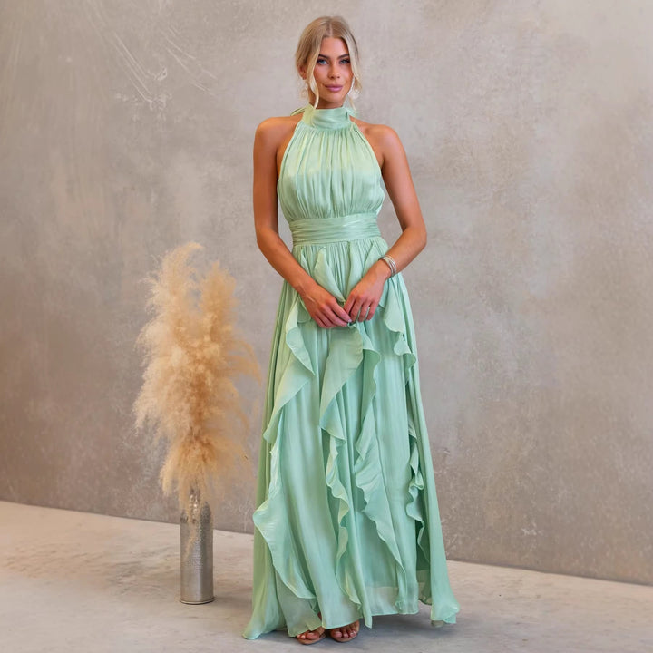 Celestia Ruffled Halter Maxi Dress