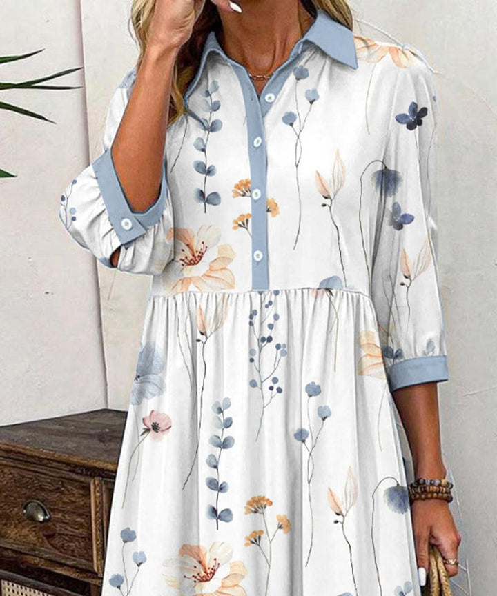Elvienne | Fresh Maxi Dress with Print & Collar