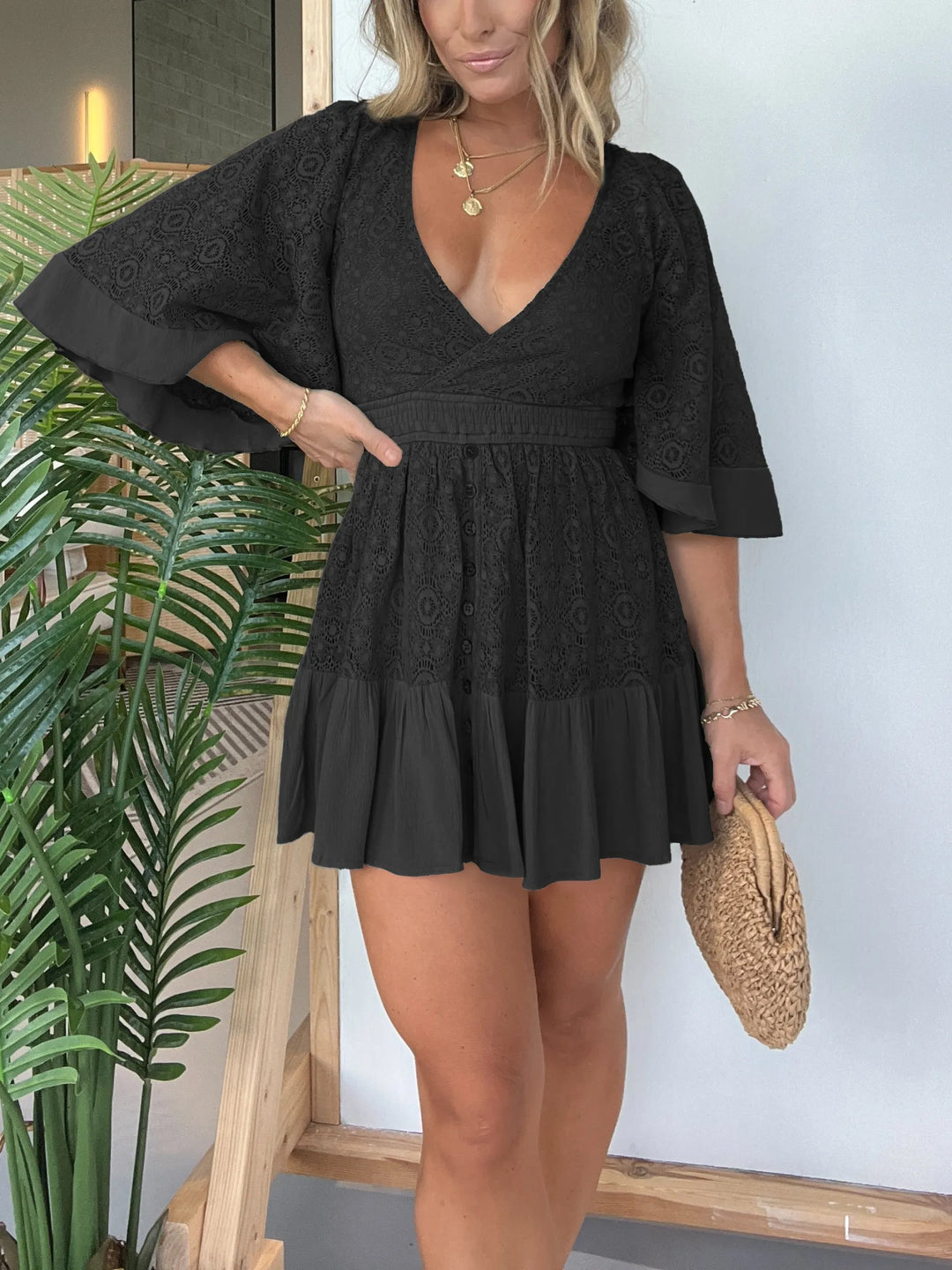 Lily - Lace Crochet Romper Dress