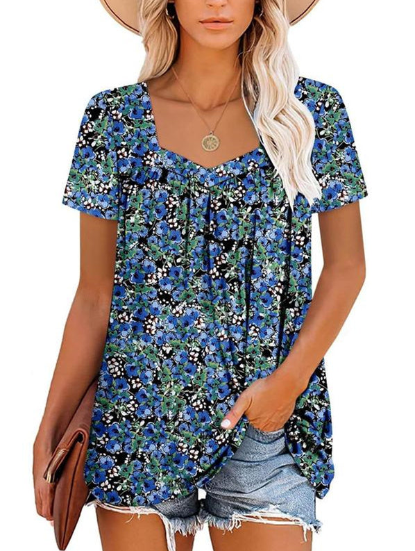 VICKY | COSY TOP WITH SHORT SLEEVES & PRINT