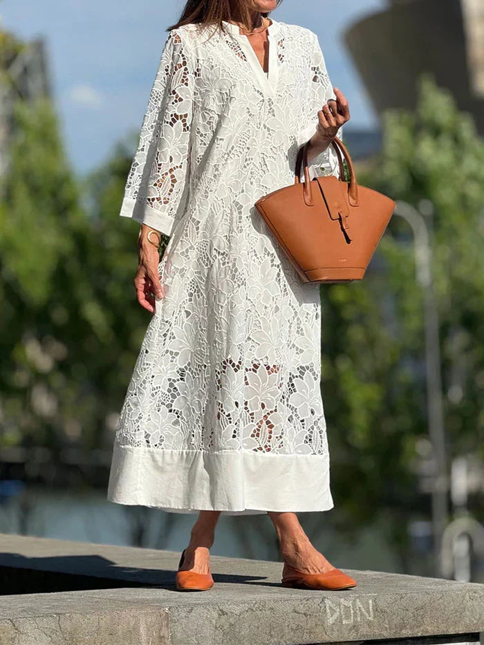 ALINA – ELEGANT LACE WHITE DRESS