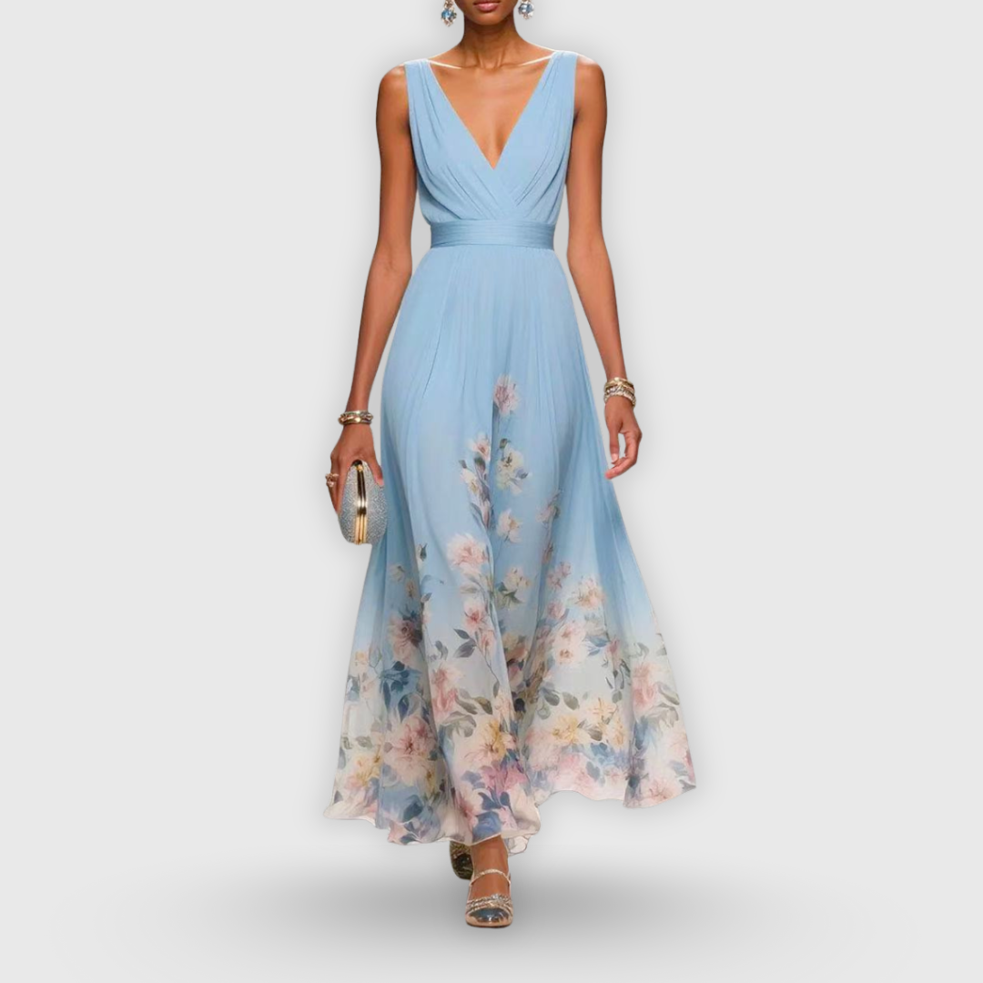 CELESTE – BLOOMING V-NECK MAXI DRESS