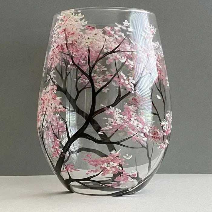 Azura | Hand Painted Four Seasons Tree Wine Glasses | Unique Art