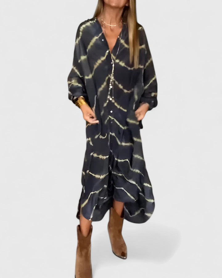 PAISLEY – TIE-DYE DRAPE SHIRT DRESS