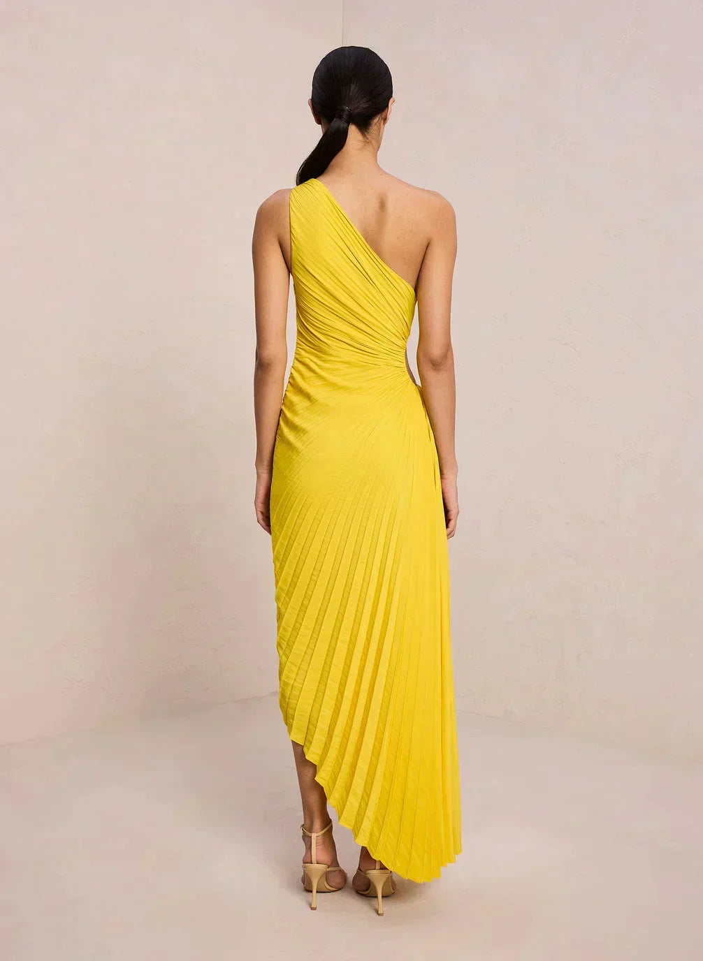 Sylviana - One Shoulder Pleated Midi Dress