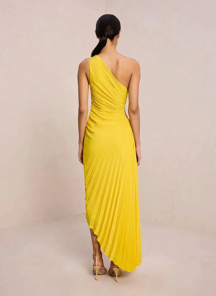 Sylviana - One Shoulder Pleated Midi Dress