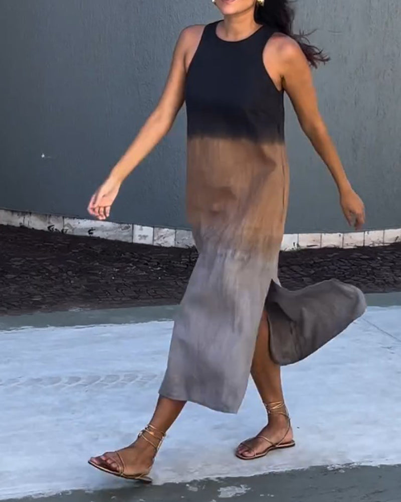 Melanie | Ombre Linen Sleeveless Dress