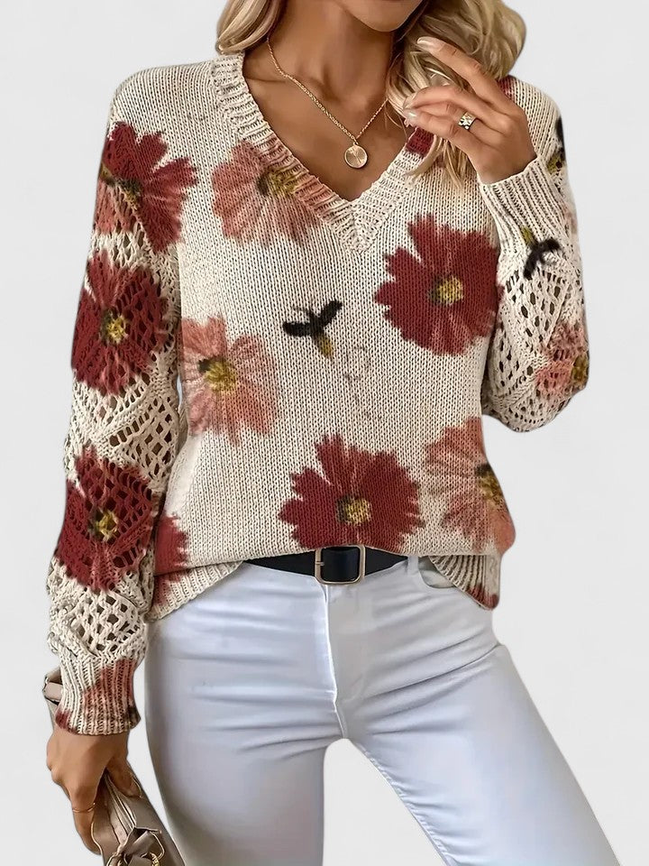 Aurélie | Elegant Floral Knit Sweater