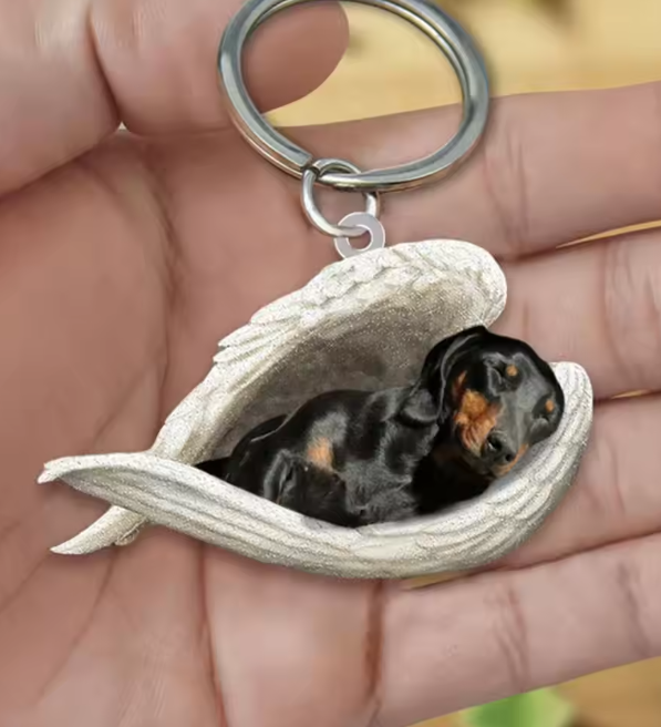 Azura | Dachshund Sleeping Angel Acrylic Keychain