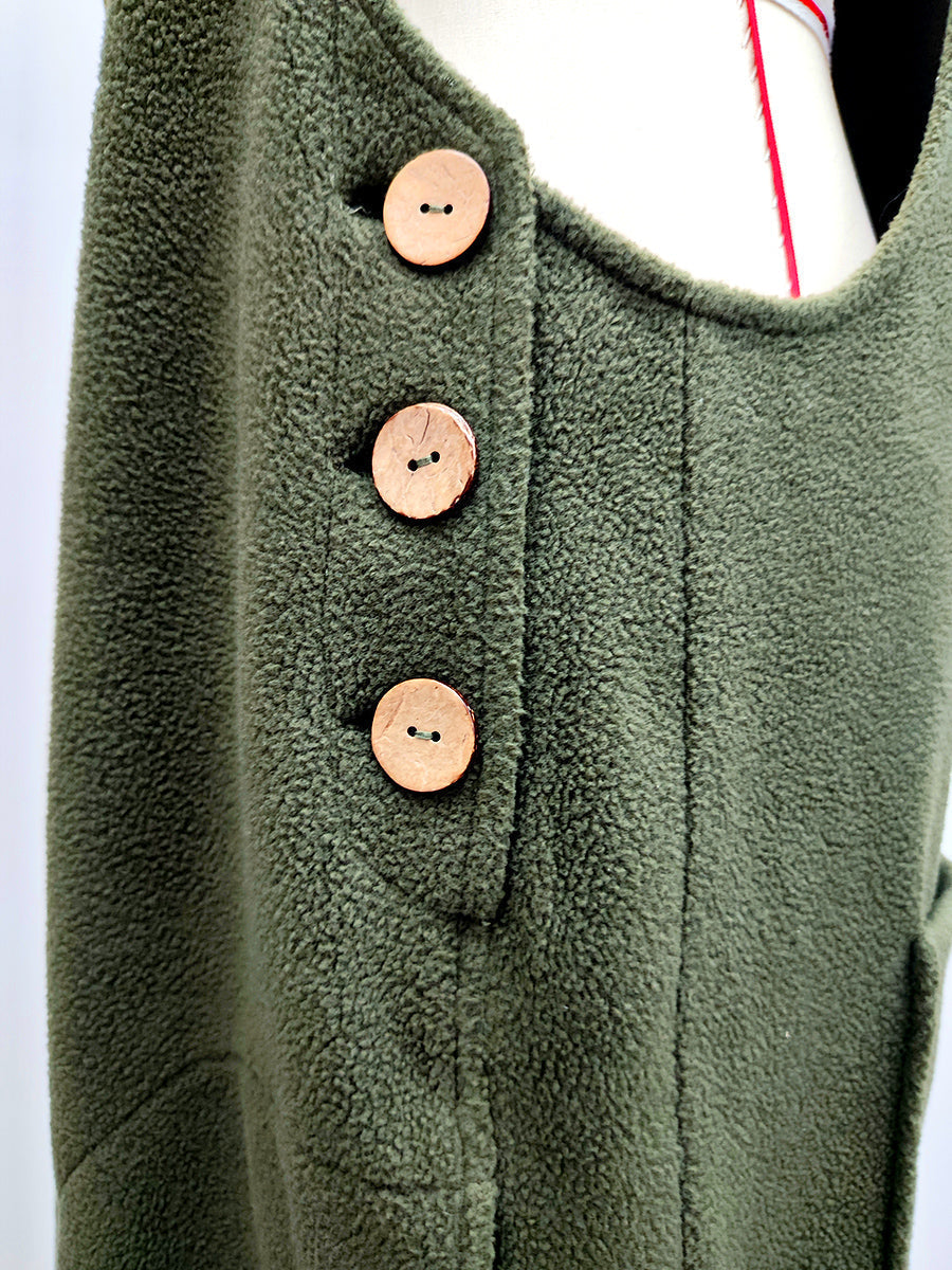 Fleece Dungarees for Women with Coconut Shell Buttons