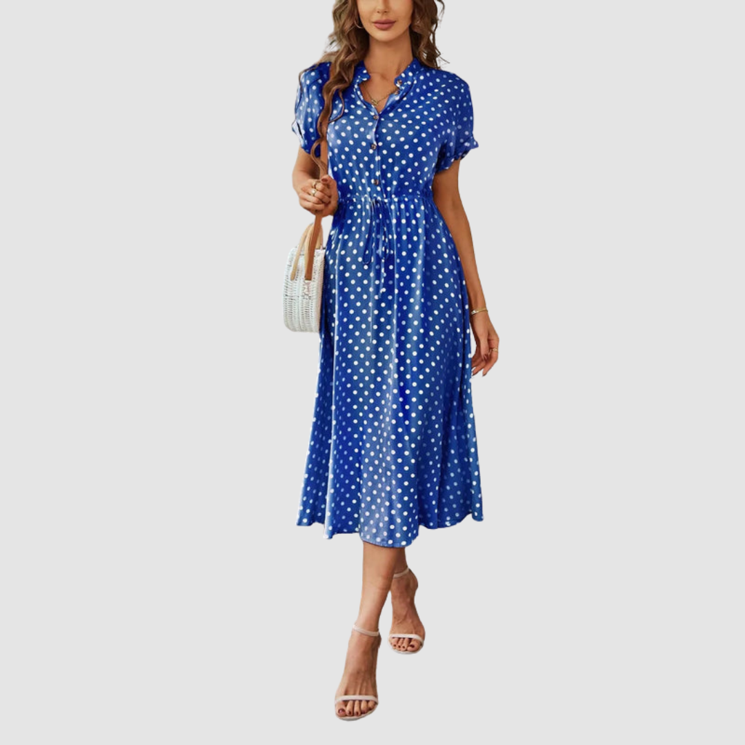 Kristen™ Elegant Polka Dot Midi Dress